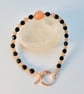 Sunstone & Onyx Gemstone Beaded Bracelet, Birthday, Anniversary, Gifts For Her