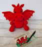 Welsh cuddly crochet dragon, soft stuffed knitted toy, stuffies, plushies, plush