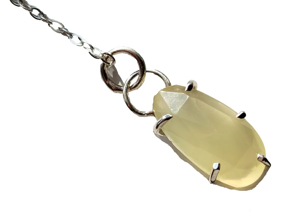 Libyan Desert Glass Necklace Recycled Sterling Silver Rose Cut Tektite Pendant
