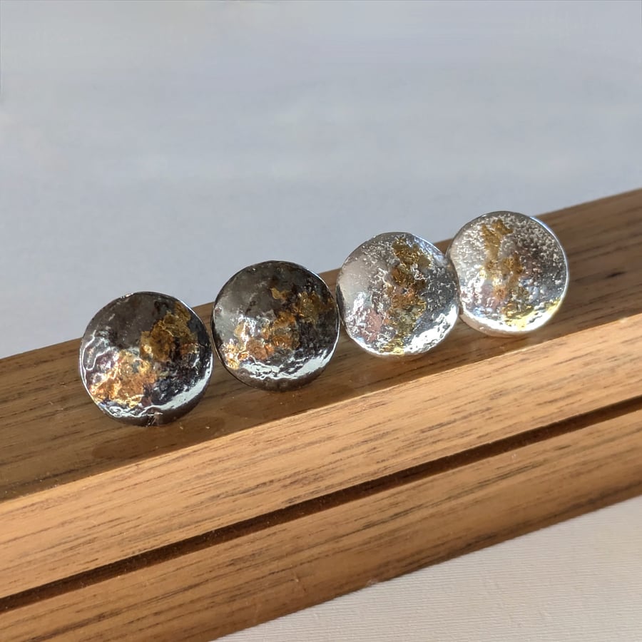 Keum boo earrings, silver stud earrings, textured stud earrings