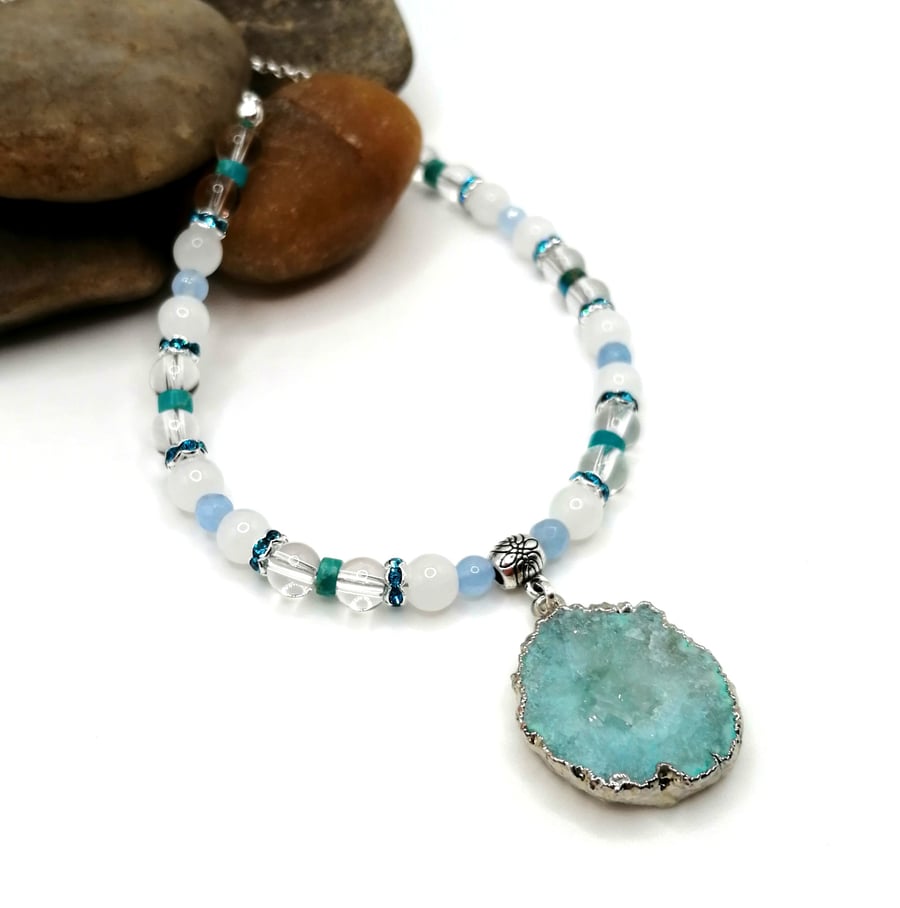 Pale Blue Gemstone Necklace 