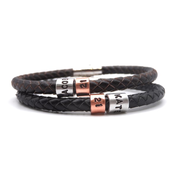 21st Birthday Personalised Leather Bracelet – Gift Boxed - Free Delivery