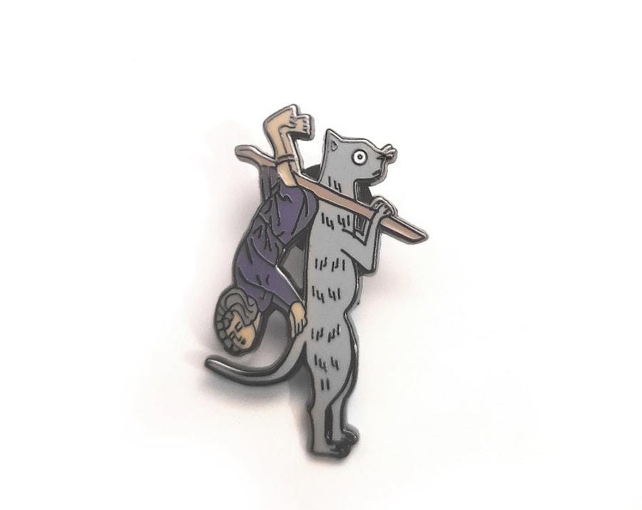 38mm Medieval Giant Cat hard enamel pin
