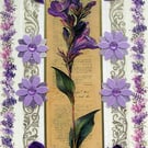 Purple Flower Blooms - Hand Crafted Decoupage Greeting Card - Blank 3268