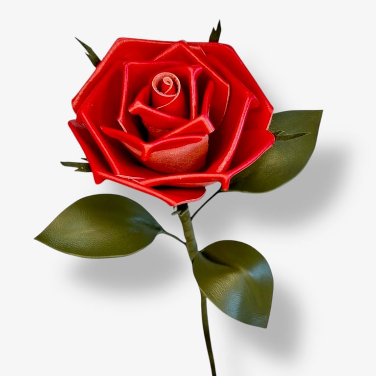 Red Leather Rose. Romantic leather anniversary gift