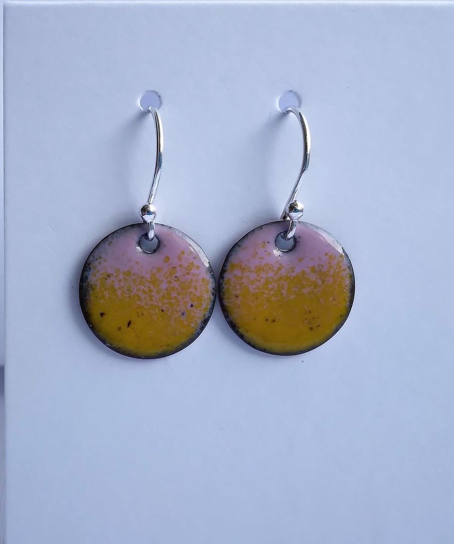"Sunset" enamelled copper earrings 238