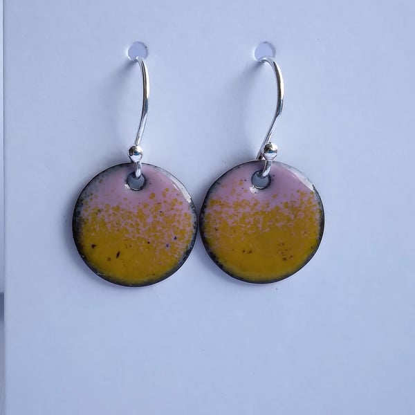 "Sunset" enamelled copper earrings 238