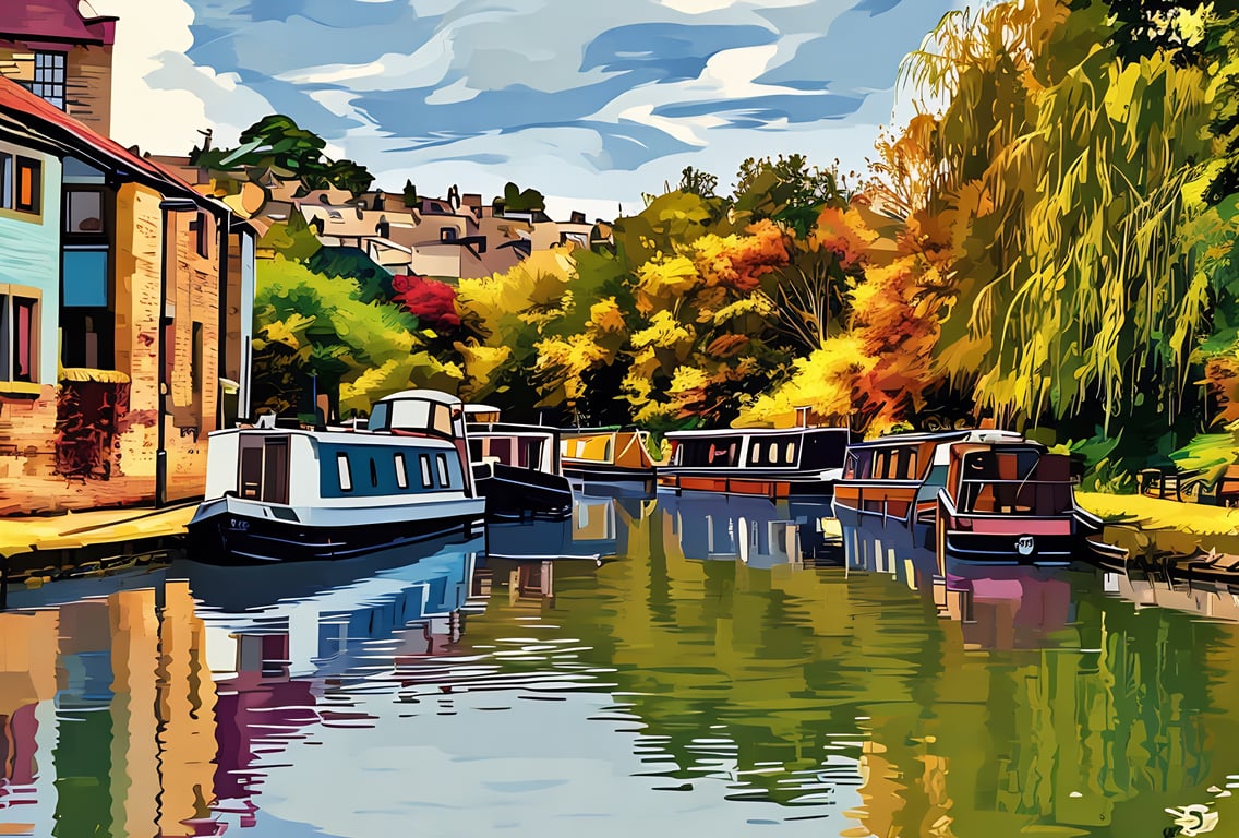 A4 Print Yorkshire Canal Scene 