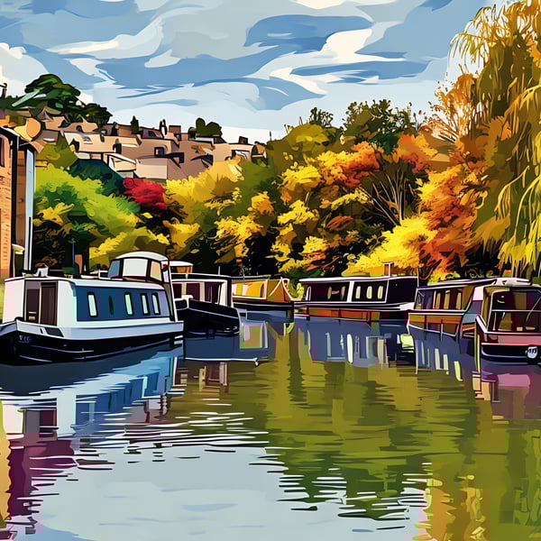 A4 Print Yorkshire Canal Scene 