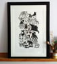 Animal A-Z Alphabet - lino cut  - Image 4