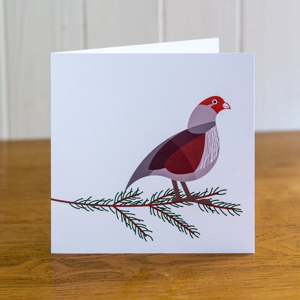 Partridge Christmas card, Winter card, blank inside