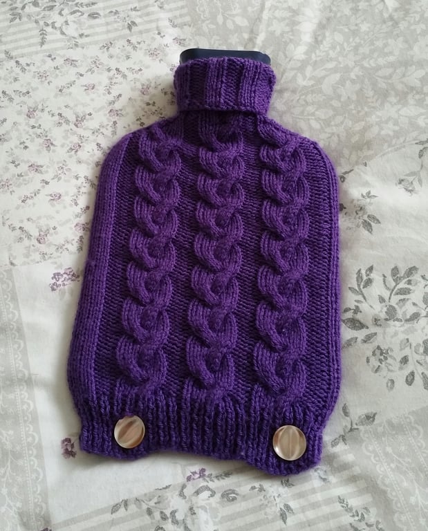 Purple hot water bottle cover