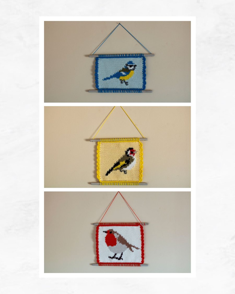 BUNDLE Robin Blue Tit Goldfinch Crochet Tapestry Pattern