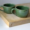 Pottery cappuccino cups - glazed in forest green