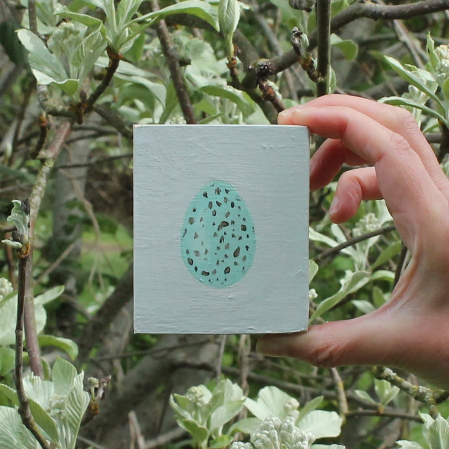 Blackbird egg - original acrylic painting