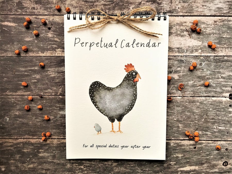 Handmade Perpetual Calendar Birthday Calendar, Calendar, Illustrated calendar
