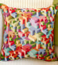 Cushion: Tapestry Throw Pillow, Blocks design - Green reverse