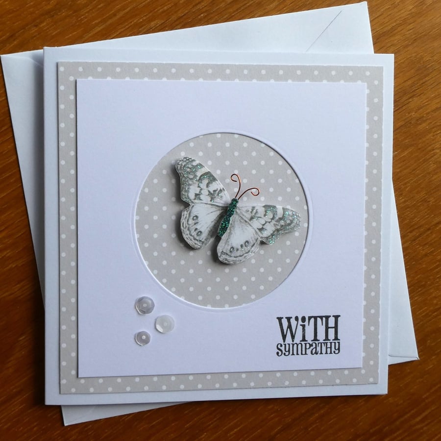 With Sympathy Card - Butterfly In Circle Aperture