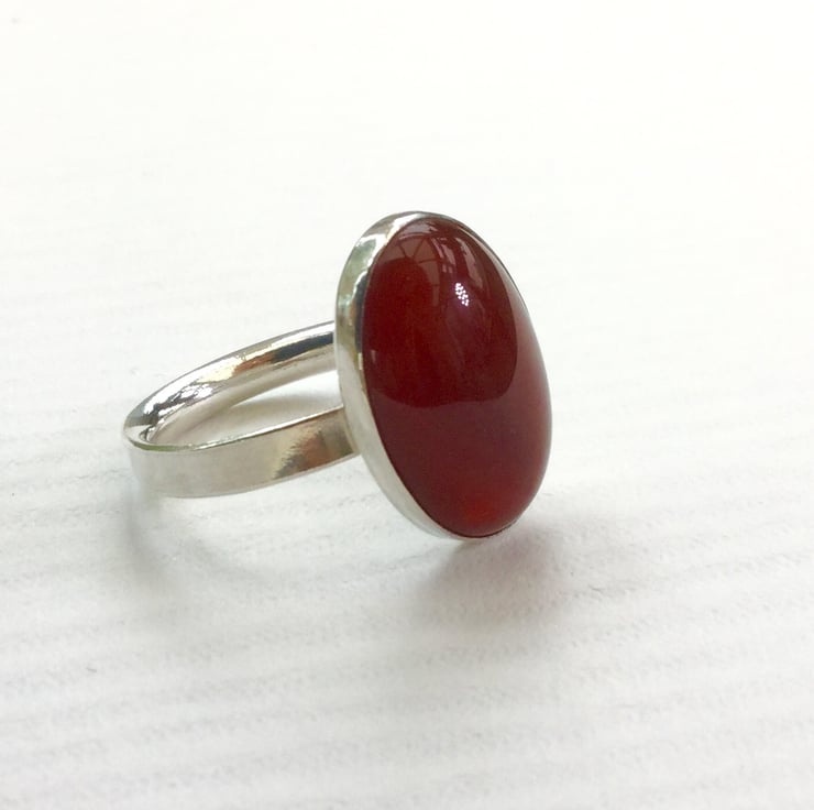 Sterling Silver Ring with Large Oval Carnelian ... - Folksy