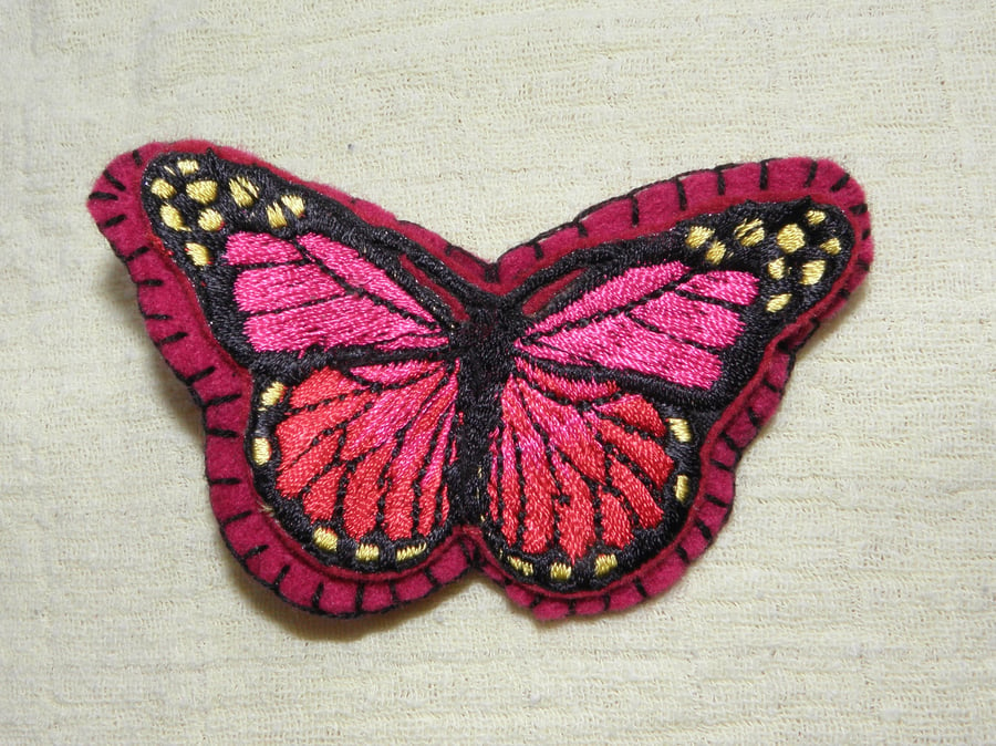 Large Felt Butterfly Hair Clip - Magenta & Hot Pink