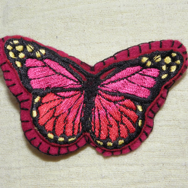 Large Felt Butterfly Hair Clip - Magenta & Hot Pink