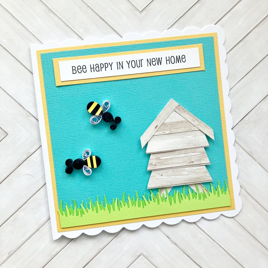 New home card - quilled bee - boxed option