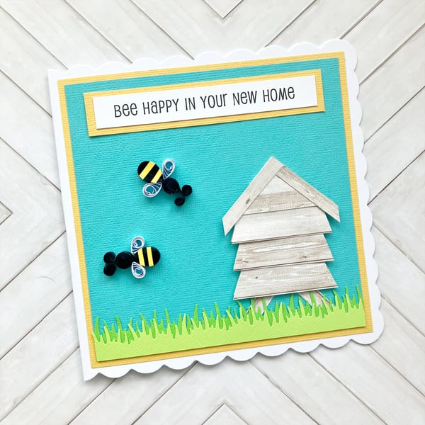 New home card - quilled bee - boxed option