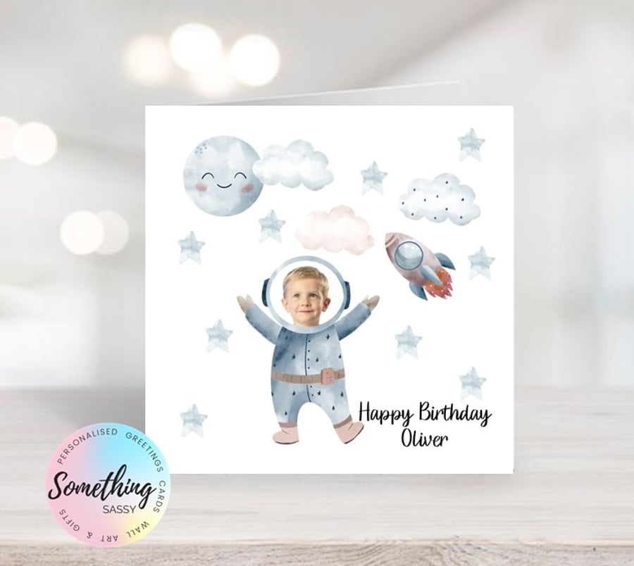 Spaceman Greetings Card Personalised for any occasion and with any text