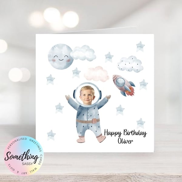 Spaceman Greetings Card Personalised for any occasion and with any text