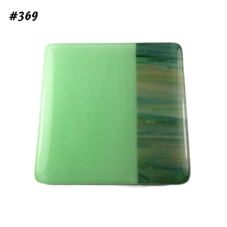 Handcrafted fused glass green coaster, with bumper feet, 9cm (369)