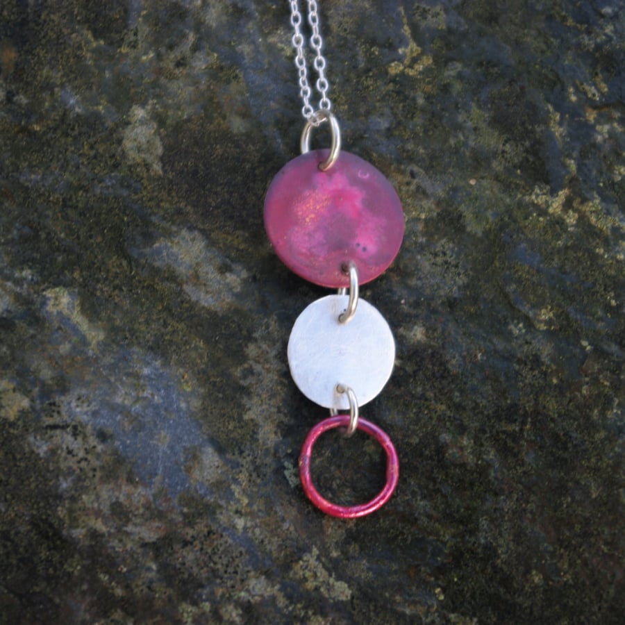 Copper and Silver Circles Necklace