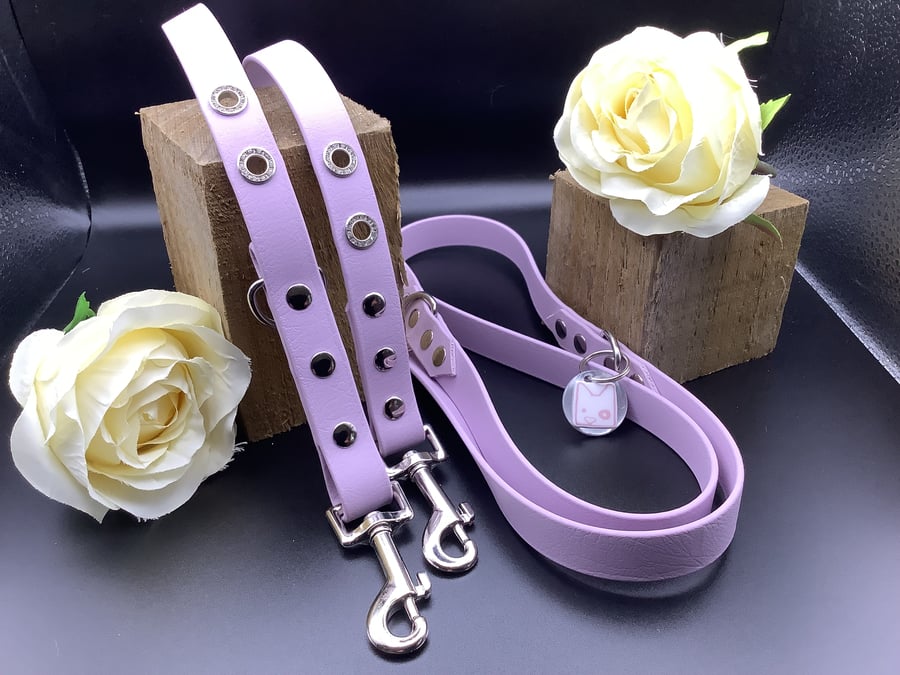 6ft BioThane® Training Lead (Halti Style)  Pale Lilac And Nickel Hardware