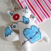 embroidered zombie fox - blue