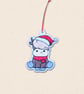 Sitting Highland Cow Christmas Decoration - Embroidered Felt Ornament - Image 1
