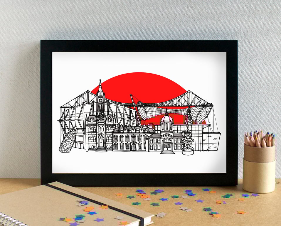 Middlesbrough FC Skyline Art Print with Riverside Stadium