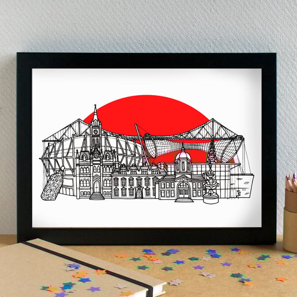 Middlesbrough FC Skyline Art Print with Riverside Stadium