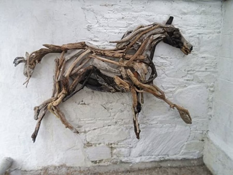 Driftwood Horse pony Wall Hanging Sculpture