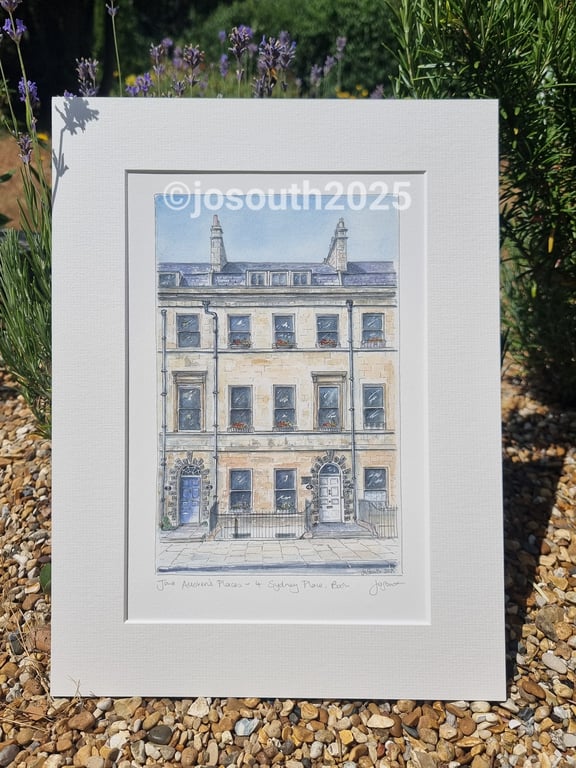 Jane Austen's Places - 4 Sydney Place, Bath - Hand signed Giclee Print