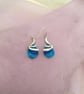 Vibrant Blue Teardrop Wave Earrings - Image 4