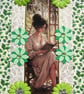 Book Reading Girl - Hand Crafted Decoupage Greeting Card - Blank 3410 - Image 1