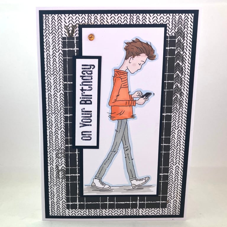 Black and White teenage boy birthday card