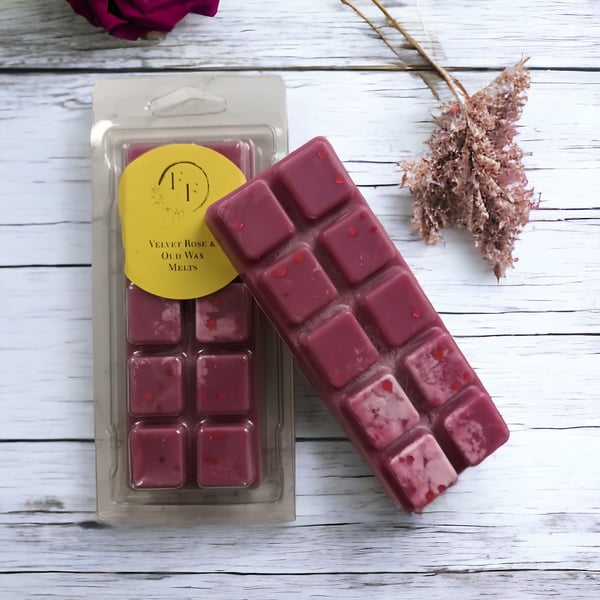 Velvet Rose & Oud Scented Wax Melt Snap Bar - Hand Poured Coconut and Rapeseed W