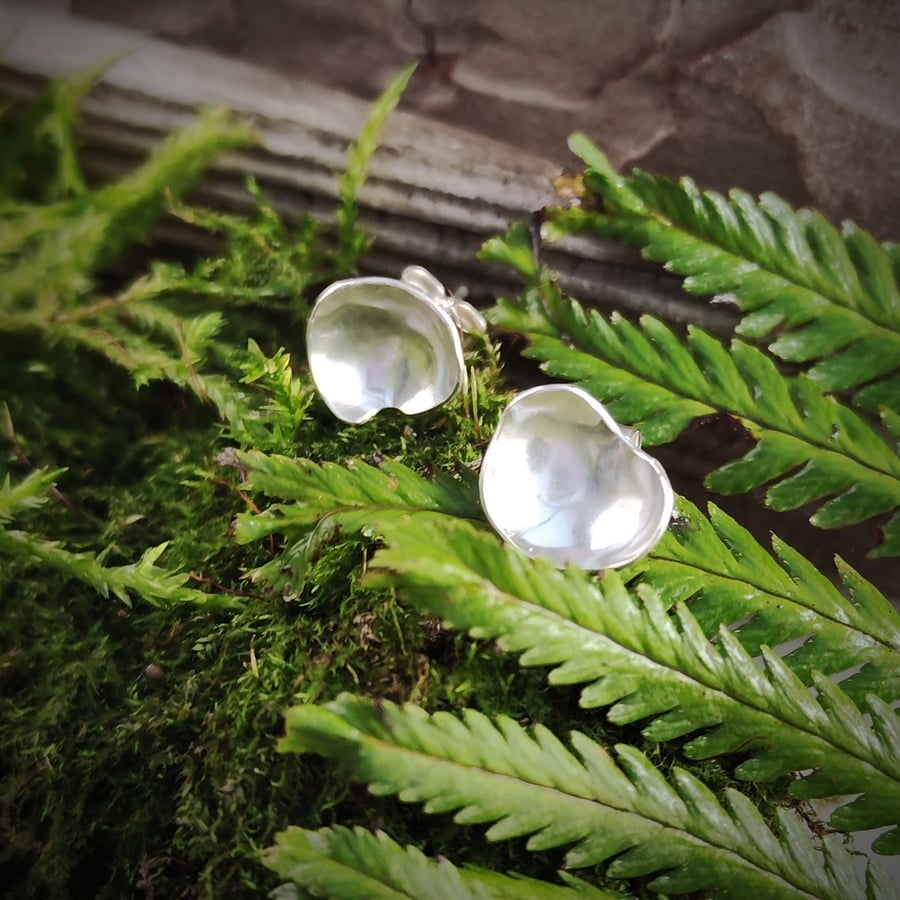 Sterling silver domed earrings