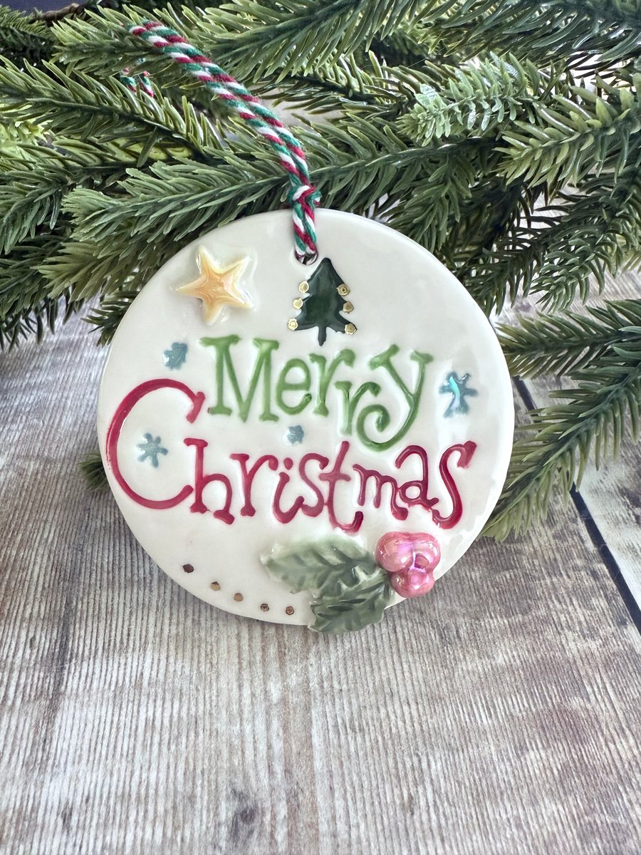Handmade porcelain merry Christmas decoration