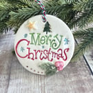 Handmade porcelain merry Christmas decoration
