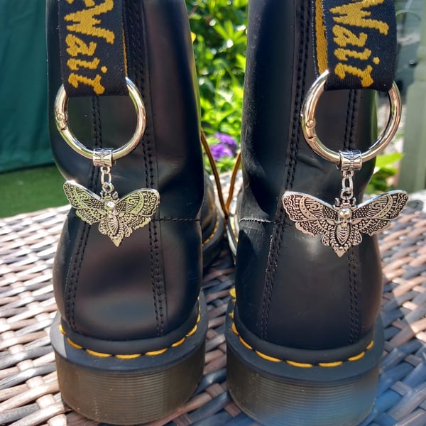 Death Moth skull,Gothic,DrMarten Boot charms,Converse boots sneakers charms,Bag 