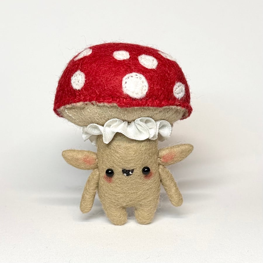 Red Mushroom Felt Art Doll 