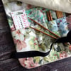 Vintage floral fabric knitting needle wrap, suitable for interchangeables.