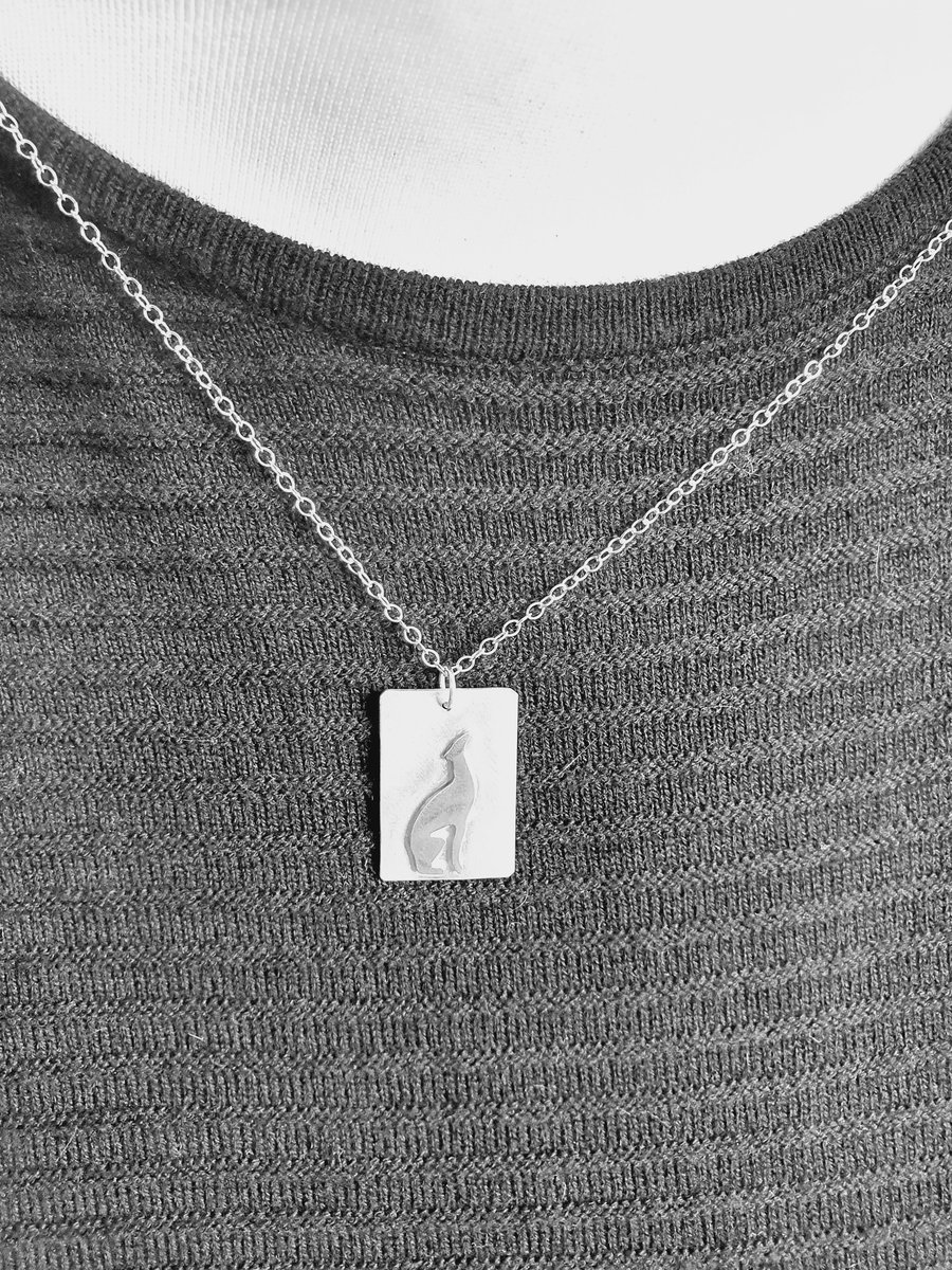Sterling silver necklace - whippet asking for a treat