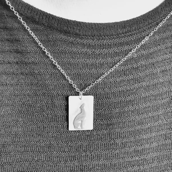 Sterling silver necklace - whippet asking for a treat